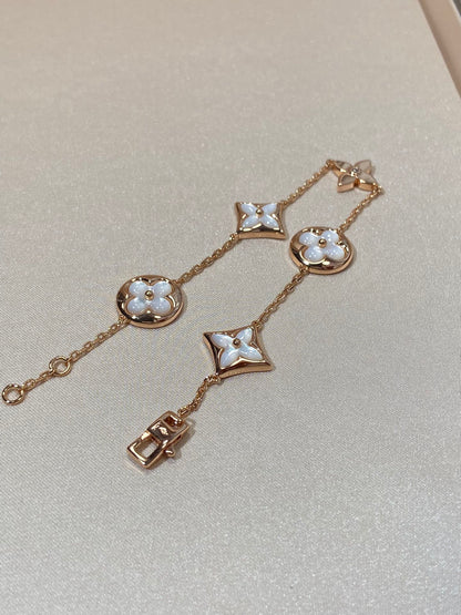 [Plus&Max]STAR AND SUN 5 MOTIF MOP PINK GOLD BRACELET