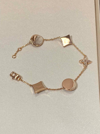 [Plus&Max]STAR AND SUN 5 MOTIF MOP PINK GOLD BRACELET
