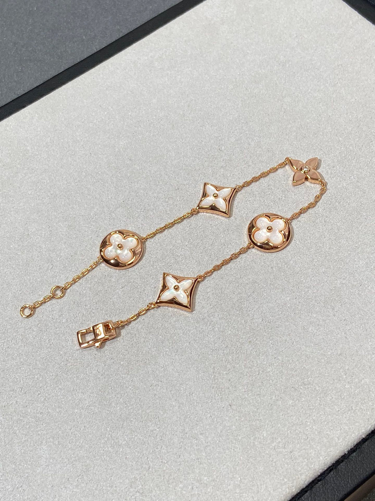 [Plus&Max]STAR AND SUN 5 MOTIF MOP PINK GOLD BRACELET