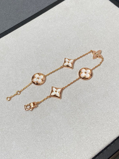 [Plus&Max]STAR AND SUN 5 MOTIF MOP PINK GOLD BRACELET