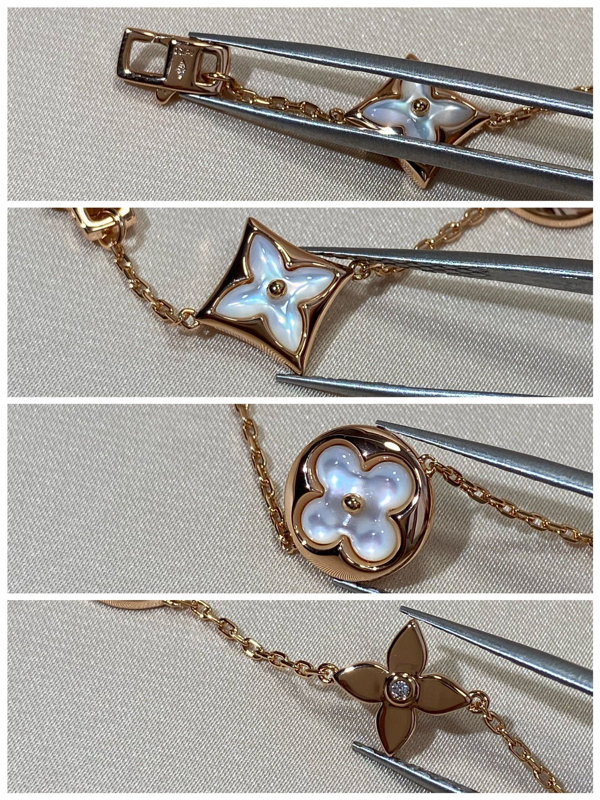 [Plus&Max]STAR AND SUN 5 MOTIF MOP PINK GOLD BRACELET