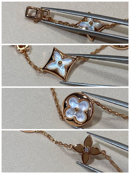 [Plus&Max]STAR AND SUN 5 MOTIF MOP PINK GOLD BRACELET