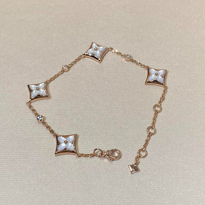 [Plus&Max]STAR 4 MOTIF MOP DIAMOND PINK GOLD BRACELET