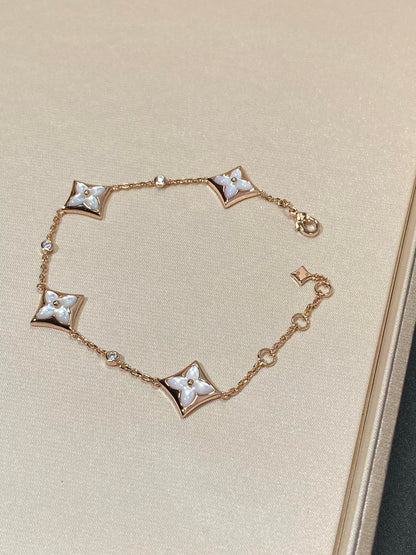 [Plus&Max]STAR 4 MOTIF MOP DIAMOND PINK GOLD BRACELET