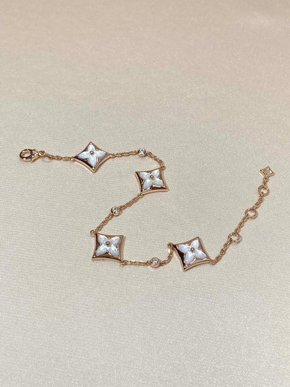 [Plus&Max]STAR 4 MOTIF MOP DIAMOND PINK GOLD BRACELET