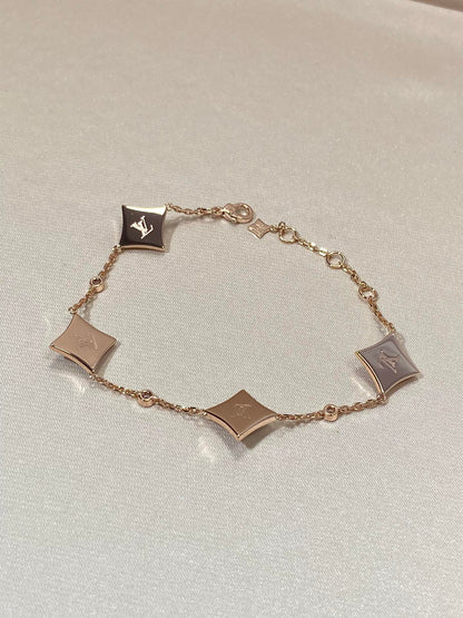[Plus&Max]STAR 4 MOTIF MOP DIAMOND PINK GOLD BRACELET