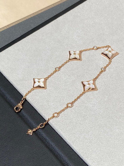 [Plus&Max]STAR 4 MOTIF MOP DIAMOND PINK GOLD BRACELET