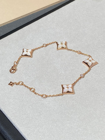 [Plus&Max]STAR 4 MOTIF MOP DIAMOND PINK GOLD BRACELET