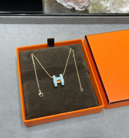 [Plus&Max]POP H SKY BLUE NECKLACE