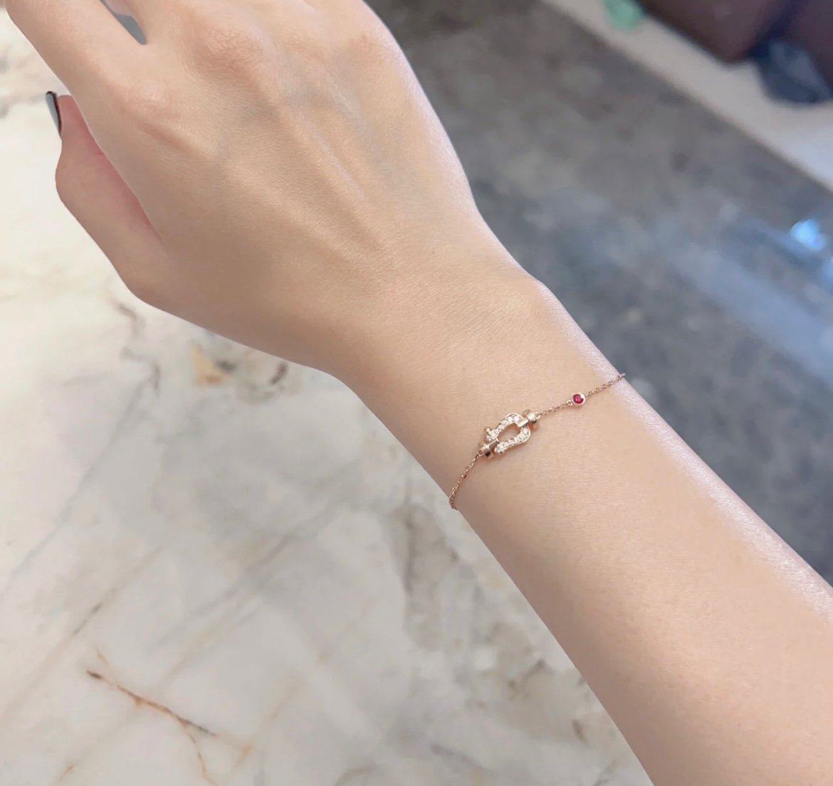 [Plus&Max]FORCE 10 DIAMOND CHAIN LINK PINK GOLD BRACELET