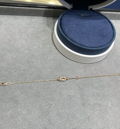 [Plus&Max]FORCE 10 DIAMOND CHAIN LINK PINK GOLD BRACELET