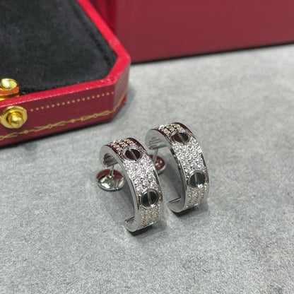[Plus&Max]LOVE CERAMIC DIAMOND PAVED SILVER EARRINGS