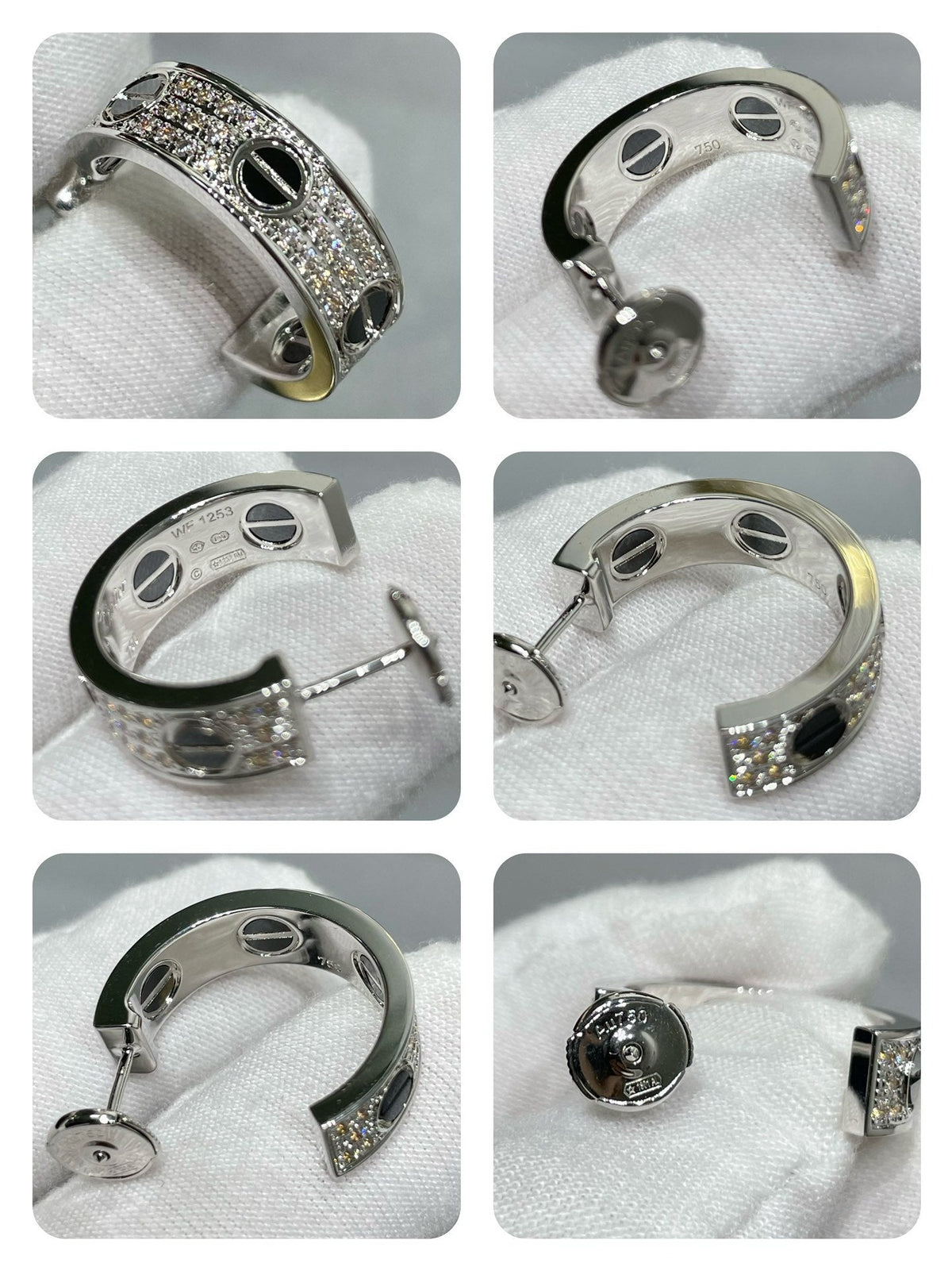[Plus&Max]LOVE CERAMIC DIAMOND PAVED SILVER EARRINGS