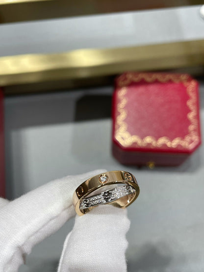[Plus&Max]LOVE PINK GOLD SILVER DIAMOND DOUBLE RING