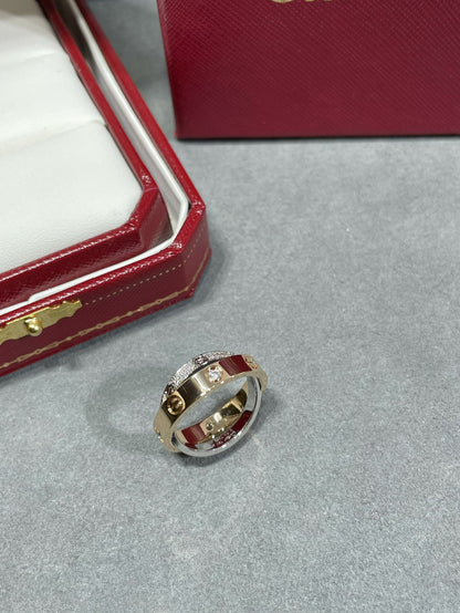 [Plus&Max]LOVE PINK GOLD SILVER DIAMOND DOUBLE RING