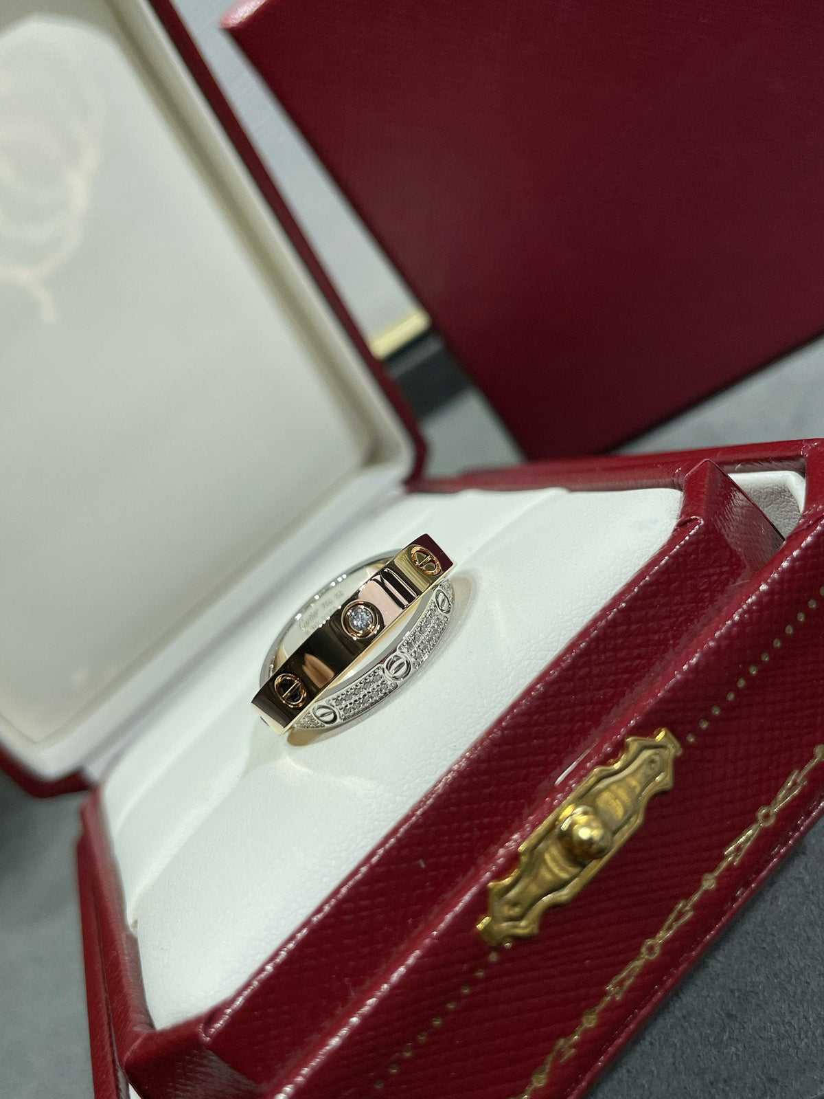 [Plus&Max]LOVE PINK GOLD SILVER DIAMOND DOUBLE RING