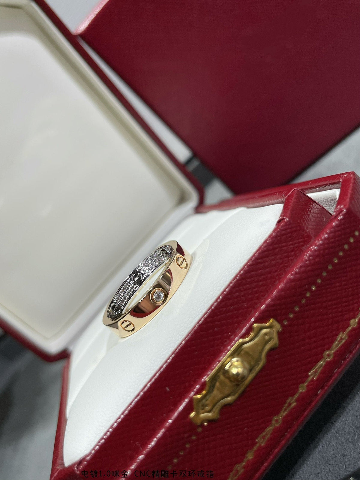 [Plus&Max]LOVE PINK GOLD SILVER DIAMOND DOUBLE RING