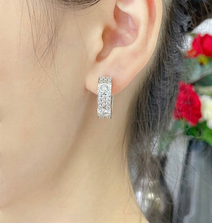 [Plus&Max]LOVE 5.5MM DIAMOND PAVED EARRINGS