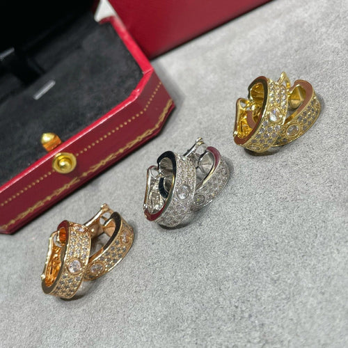 [Plus&Max]LOVE 5.5MM DIAMOND PAVED EARRINGS