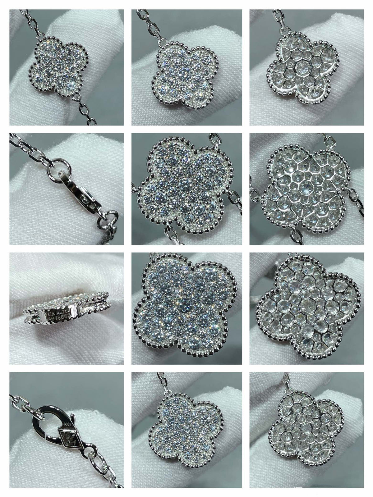 [Plus&Max]CLOVER 6 MOTIF DIAMOND PAVED NECKLACE
