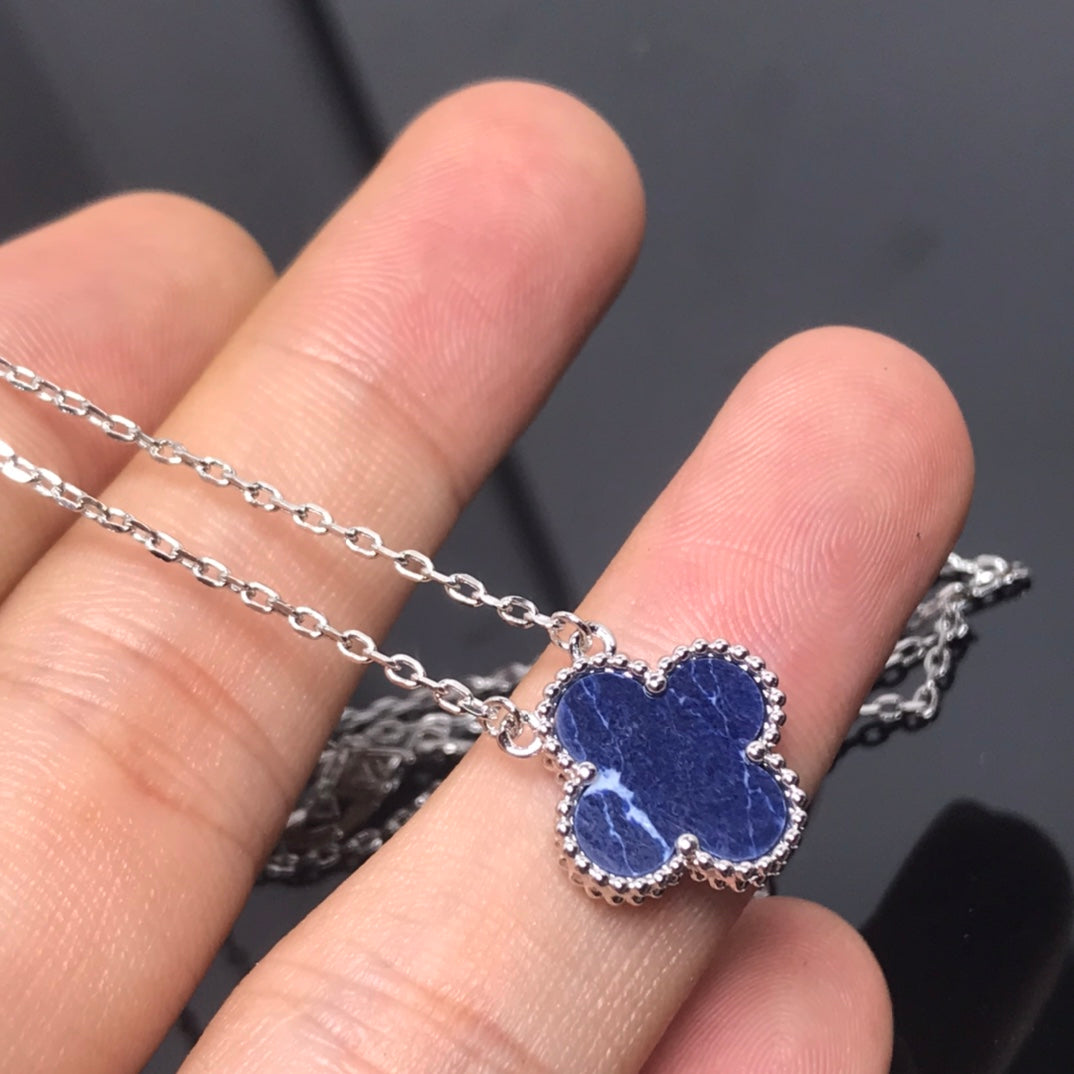[Plus&Max]CLOVER PIETERSITE SILVER LONG NECKLACE