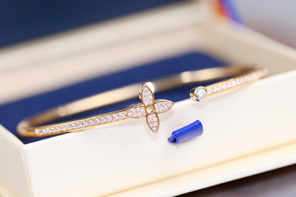 [Plus&Max]IDYLLE PINK GOLD OPEN BRACELET DIAMOND PAVED
