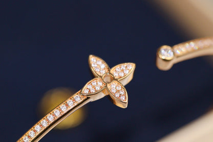 [Plus&Max]IDYLLE PINK GOLD OPEN BRACELET DIAMOND PAVED