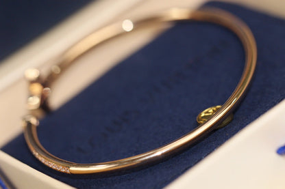 [Plus&Max]IDYLLE PINK GOLD OPEN BRACELET DIAMOND PAVED
