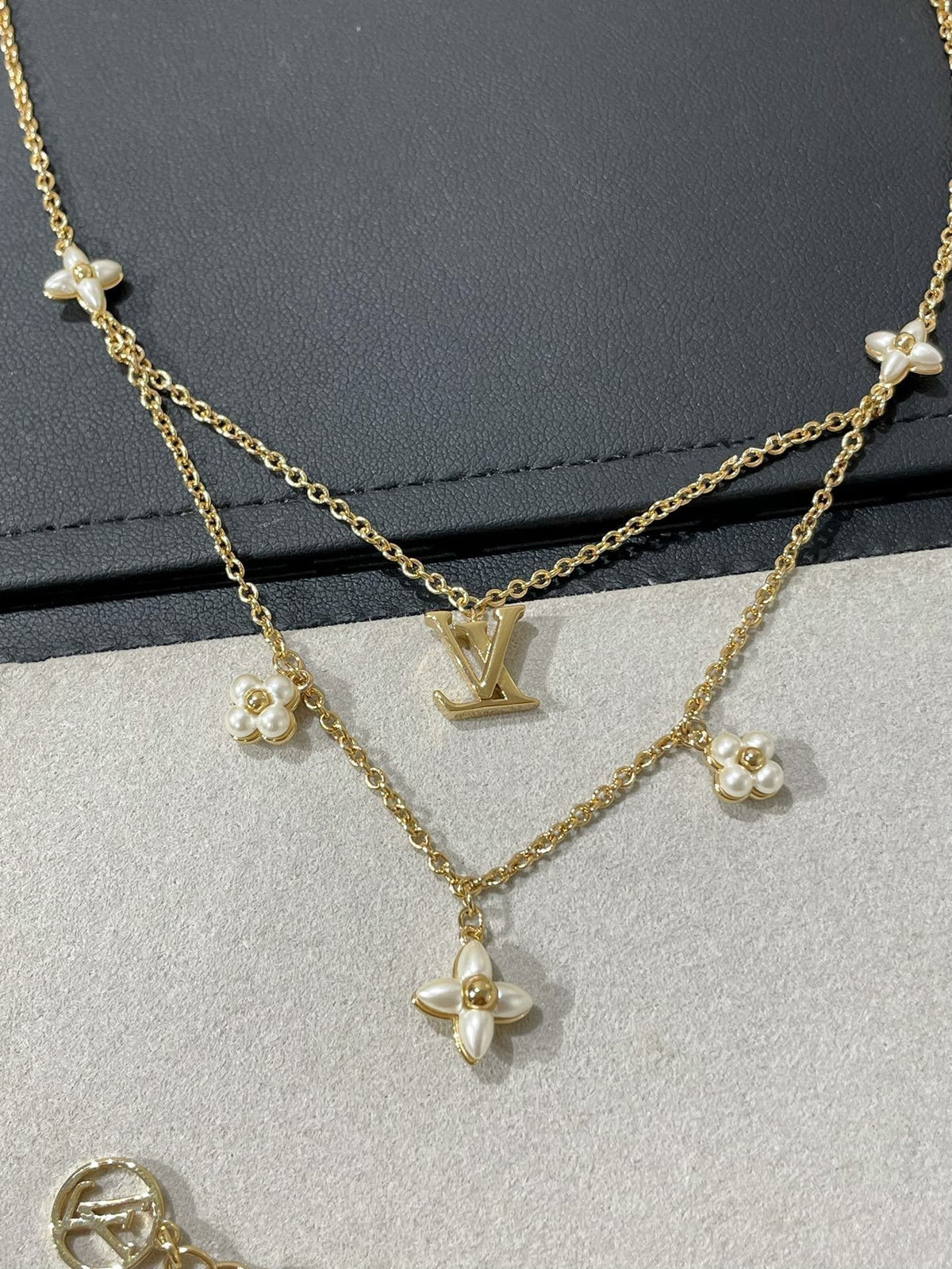 [Plus&Max]FLOWERGRAM GOLD MOP DOUBLE ROW NECKLACE