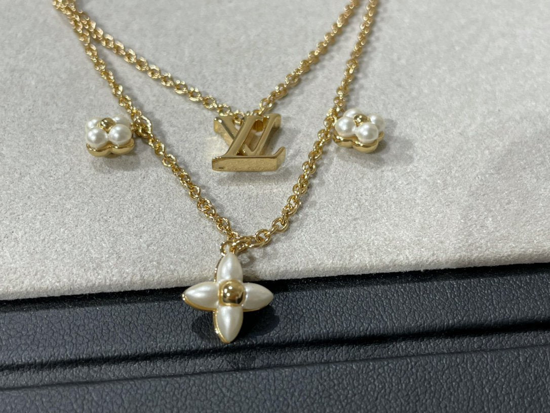 [Plus&Max]FLOWERGRAM GOLD MOP DOUBLE ROW NECKLACE