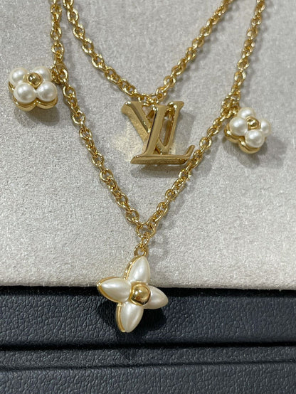 [Plus&Max]FLOWERGRAM GOLD MOP DOUBLE ROW NECKLACE