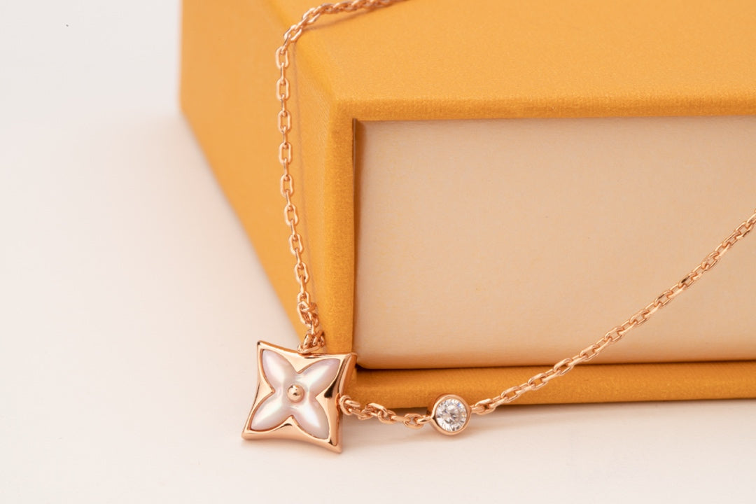 [Plus&Max]STAR PINK MOP 1 DIAMOND PINK GOLD NECKLACE