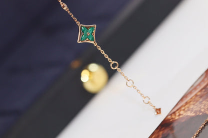 [Plus&Max]STAR AND SUN 4 MOTIF PINK GOLD MALACHITE BRACELET