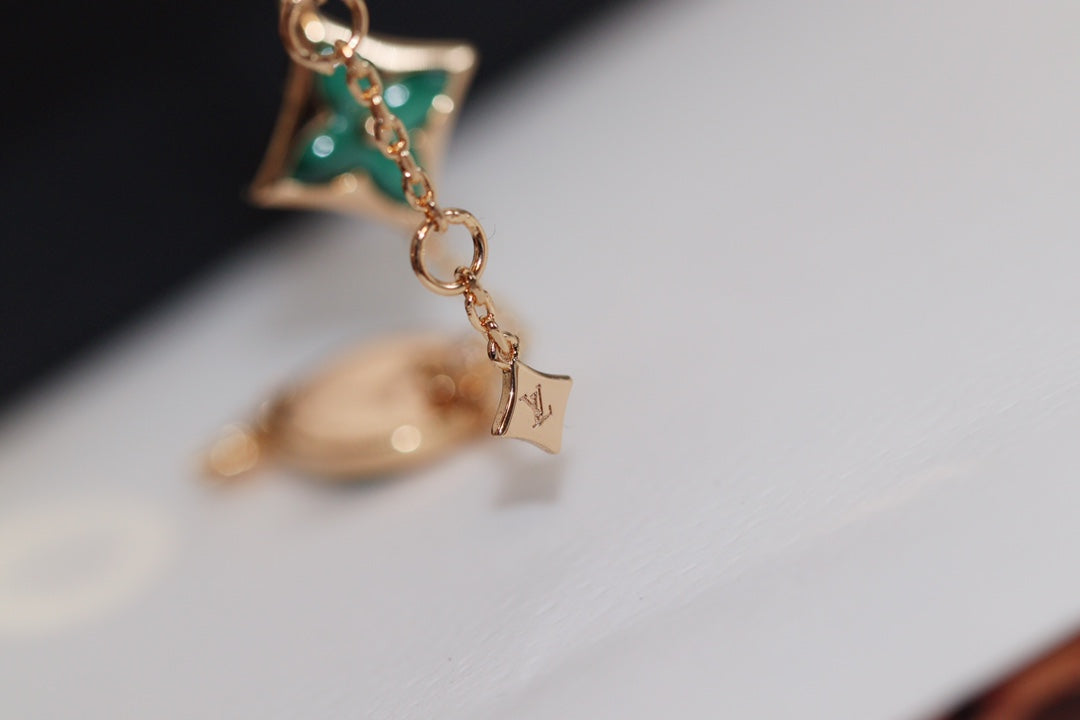 [Plus&Max]STAR AND SUN 4 MOTIF PINK GOLD MALACHITE BRACELET