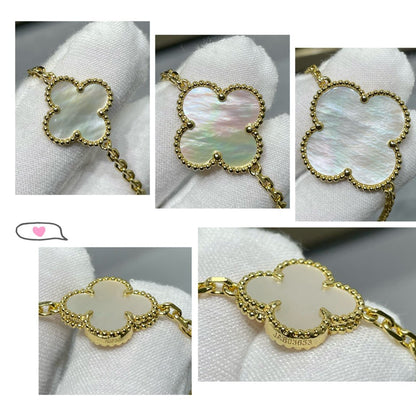[Plus&Max]CLOVER 16 MOTIF WHITE MOP GOLD NECKLACE