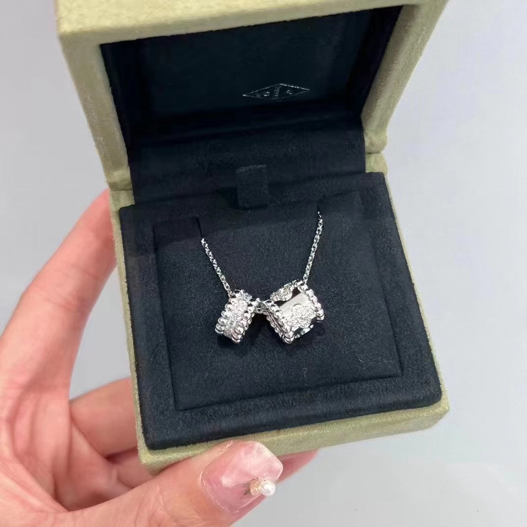 [Plus&Max]PERLEE DOUBLE PENDANT SILVER DIAMOND NECKLACE
