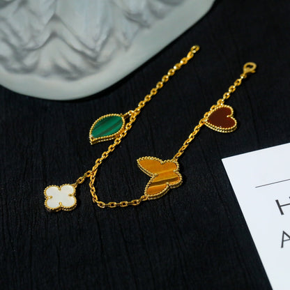 [Plus&Max]LUCKY SPRING 5 MOTIF GOLD BRACELET