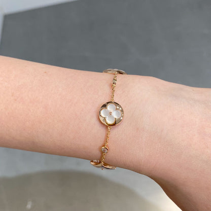 [Plus&Max]STAR AND SUN 4 MOTIF WHITE MOP PINK GOLD BRACELET