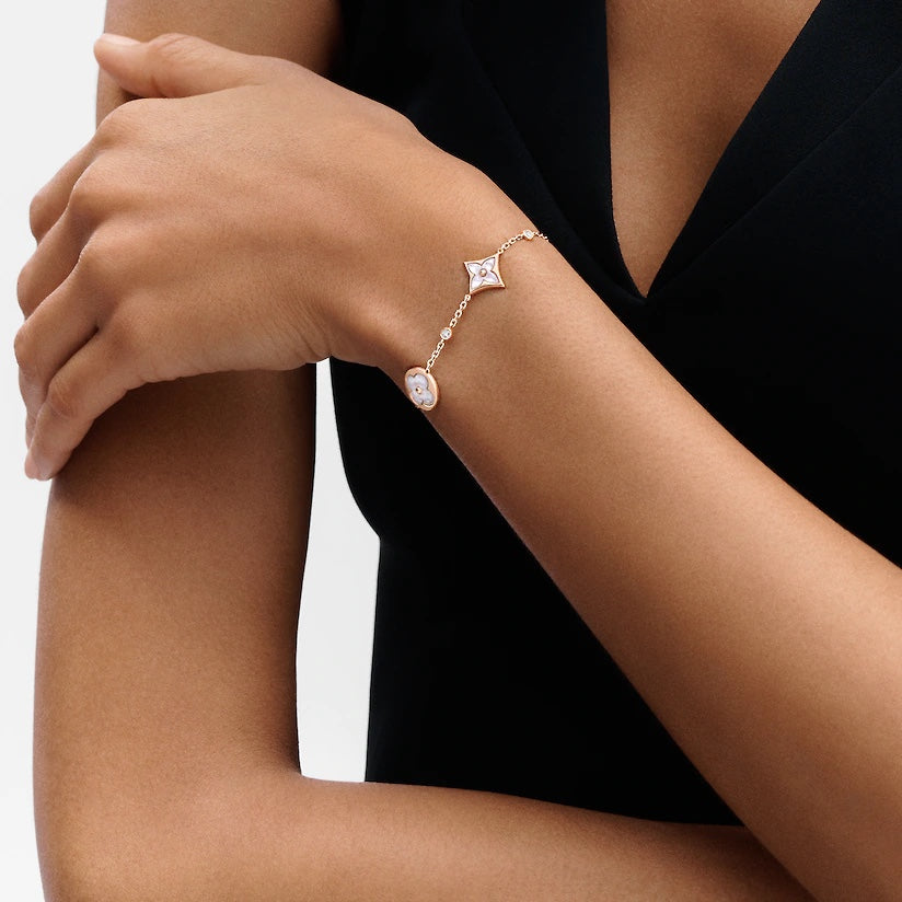 [Plus&Max]STAR AND SUN 4 MOTIF WHITE MOP PINK GOLD BRACELET