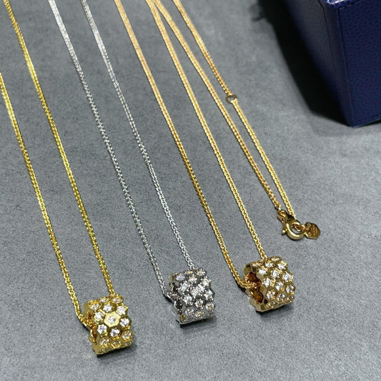 [Plus&Max]BEE LOVE DIAMOND PAVED 3 ROW NECKLACE