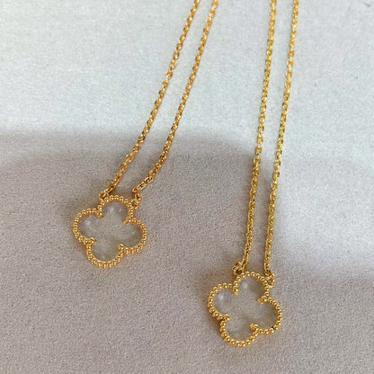 [Plus&Max]CLOVER ROCK CRYSTAL ROSE GOLD NECKLACE