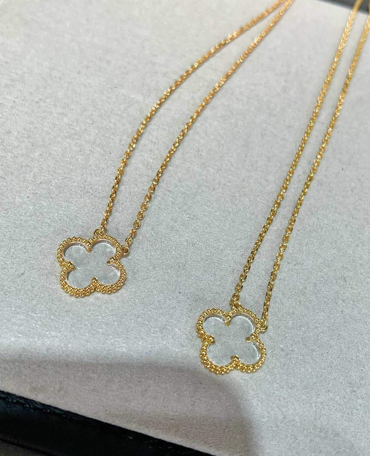 [Plus&Max]CLOVER ROCK CRYSTAL ROSE GOLD NECKLACE