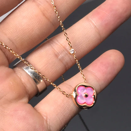 [Plus&Max]COLOR BLOSSOM PINK MOP SUN GOLD NECKLACE
