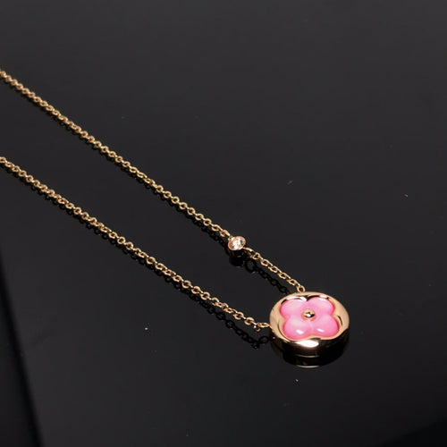 [Plus&Max]COLOR BLOSSOM PINK MOP SUN GOLD NECKLACE