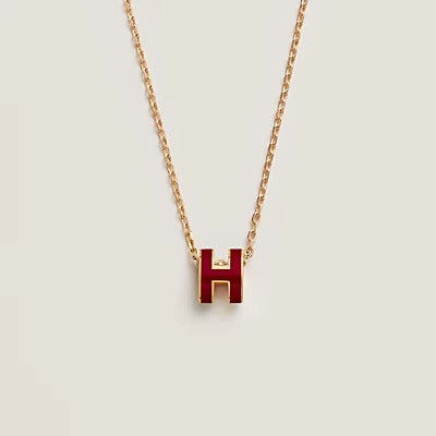 [Plus&Max]HM CLIC RED ENAMEL GOLD NECKLACE