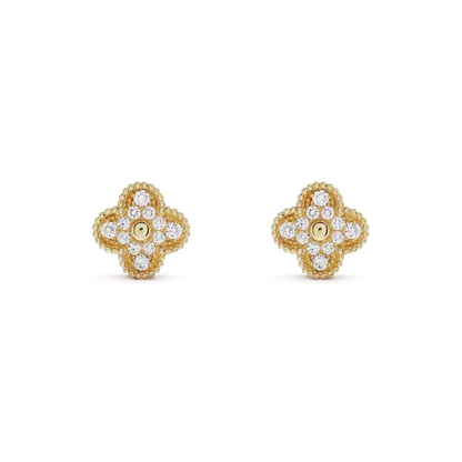 [Plus&Max]CLOVER MEDIUM 1 MOTIFS FUll DIAMOND EARRINGS