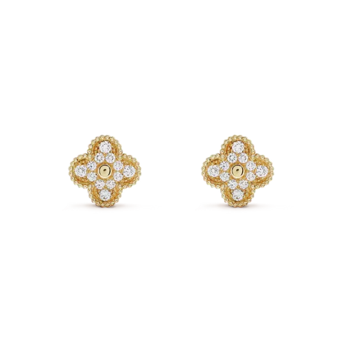 [Plus&Max]CLOVER MEDIUM 1 MOTIFS FUll DIAMOND EARRINGS