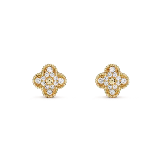 [Plus&Max]CLOVER MEDIUM 1 MOTIFS FUll DIAMOND EARRINGS