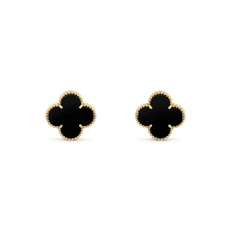 [Plus&Max]CLOVER MEDIUM 1 MOTIFS  ONYX STUD EARRINGS