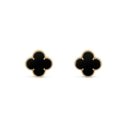 [Plus&Max]CLOVER MEDIUM 1 MOTIFS  ONYX STUD EARRINGS
